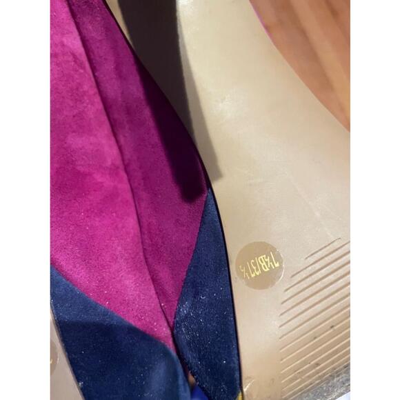 LAYLA Suede Platform Colorful Colorblock Multicolor Bright retro pumps Coquette - Picture 7 of 9